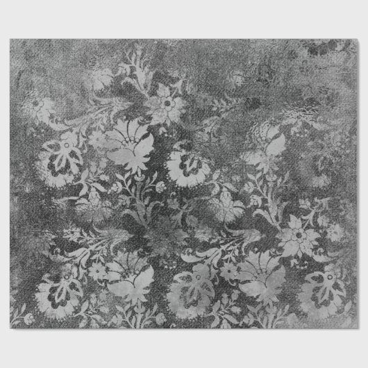 Schwarz-Grau-Silbe-Rose Bläserne Hütte Grungy Dama Geschenkpapier (Flach)