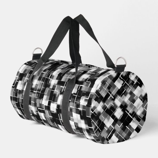 Schwarz Grau Silver White Trendy Muster Duffle Bag (Linke Seite)