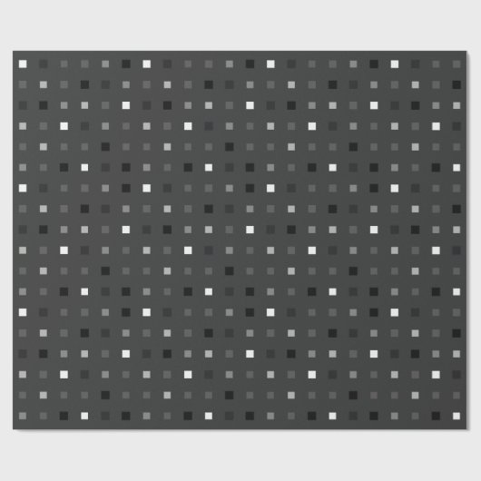 Schwarz Grau spielend Pixel Nahtloses Muster Geschenkpapier (Flach)