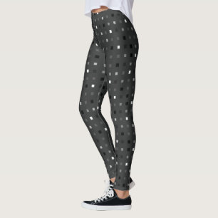 Schwarz Grau spielend Pixel Nahtloses Muster Leggings