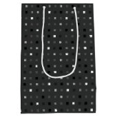 Schwarz Grau spielend Pixel Nahtloses Muster Mittlere Geschenktüte (Rückseite)