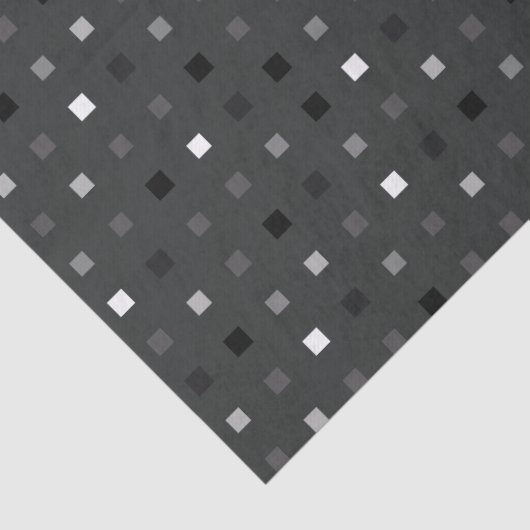 Schwarz Grau spielend Pixel Nahtloses Muster Seidenpapier (Detail)