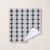 Schwarz-Grau-Starbust-Muster und Rhombus-Muster Badhandtuch Set (Waschlappen)