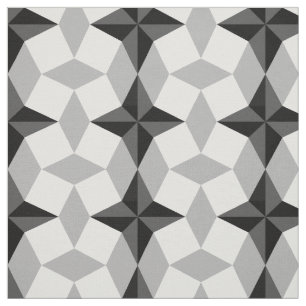 Schwarz-Grau-Starbust-Muster und Rhombus-Muster Stoff
