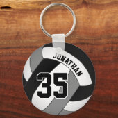Schwarz-Grau-Team Farben Jungs Volleyball-Brauch Schlüsselanhänger (Vorderseite)