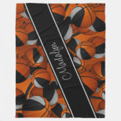 Schwarz-Grau-Team Farben Mädchen Basketball Fleecedecke (Vorderseite)