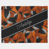 Schwarz-Grau-Team Farben Mädchen Basketball Fleecedecke (Vorderseite (Horizontal))