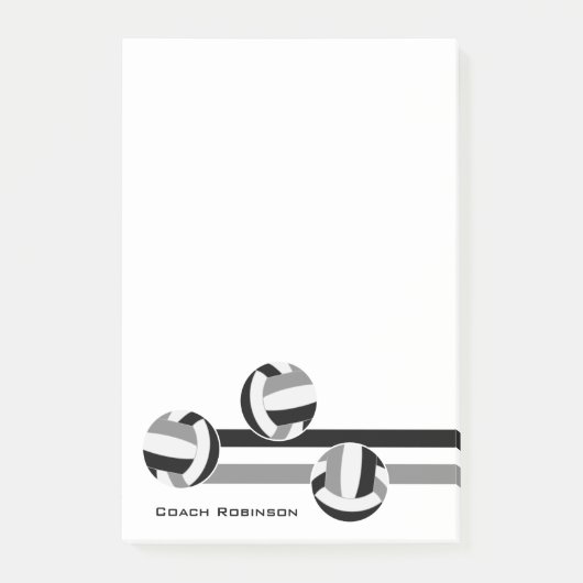 Schwarz-Grau-Team Farben Volleyballs Streifen Post-it Klebezettel (Vorderseite)