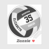 Schwarz-Grau-Team farbig Jungs-Volleyball Aufkleber (Blatt)