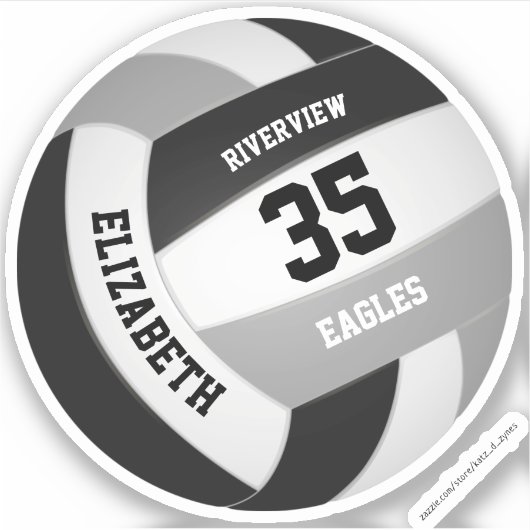 Schwarz-Grau-Team farbig Jungs-Volleyball Aufkleber (Vorderseite)
