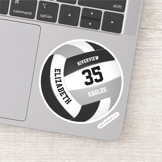 Schwarz-Grau-Team farbig Jungs-Volleyball Aufkleber (Detail)