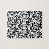 Schwarz-Grau-Team farbig Jungs-Volleyball Puzzle (Horizontal)