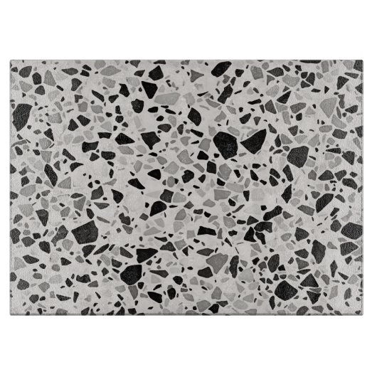Schwarz-Grau Terrazzo Gemustert Schneidebrett (Vorderseite)