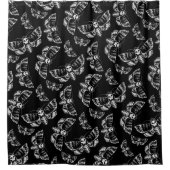 Schwarz-Grau-Tote Kopf Hawk Moth Gothic Skull Duschvorhang (Vorderseite)