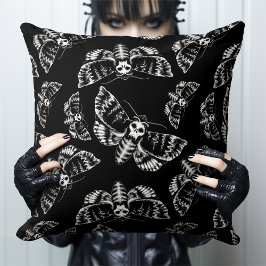 Schwarz-Grau-Tote Kopf Hawk Moth Gothic Skull Kissen