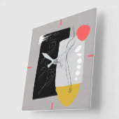 Schwarz, Grau und abstrakte Farbformen Quadratische Wanduhr (Winkel)