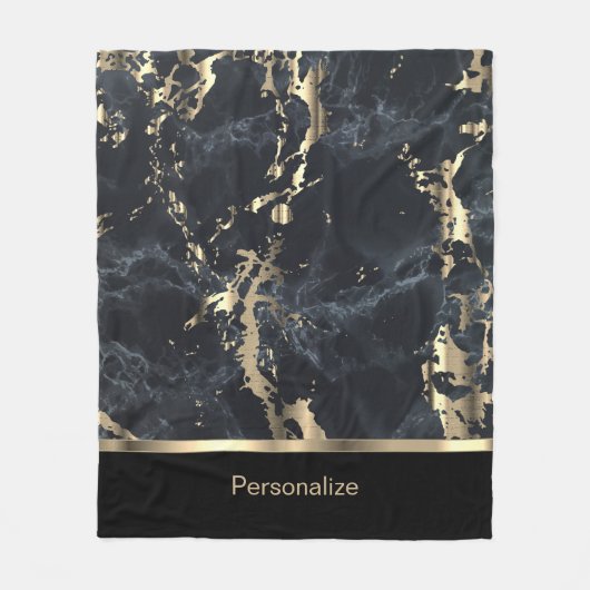 Schwarz-, Grau- und Goldmarmor Fleecedecke (Vorderseite)