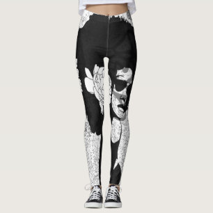 Schwarz, Grau und Graffiti afro Leggings