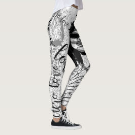 Schwarz, Grau und Graffiti in Leggings