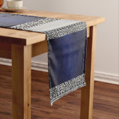 Schwarz, Grau und Metallic Blue Table Runner Großer Tischläufer (Beispiel)