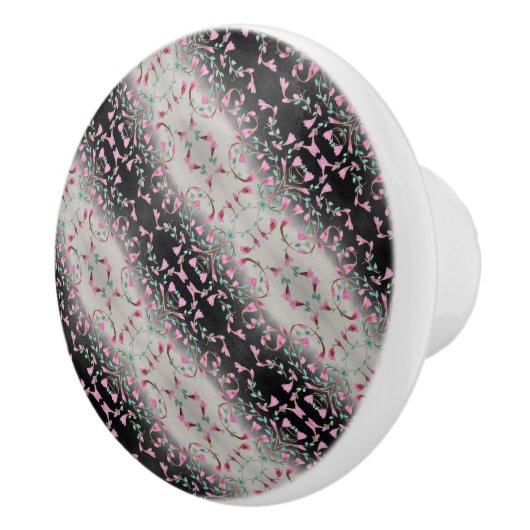 Schwarz-Grau- und Rosa-Designer Keramikknauf (Rechts)