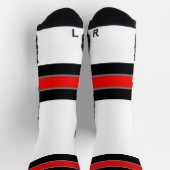 Schwarz, Grau und Rot gestreift Socken (Oben)