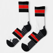 Schwarz, Grau und Rot gestreift Socken (Links)