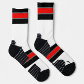 Schwarz, Grau und Rot gestreift Socken (Rechts)