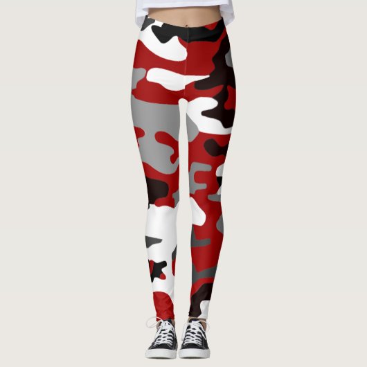 Schwarz, Grau und Rot Tarnung, grapisches Design 0 Leggings (Vorderseite)