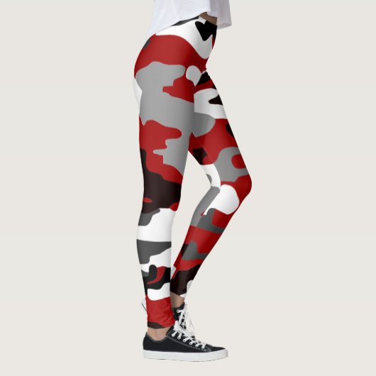 Schwarz, Grau und Rot Tarnung, grapisches Design 0 Leggings (Rechts)