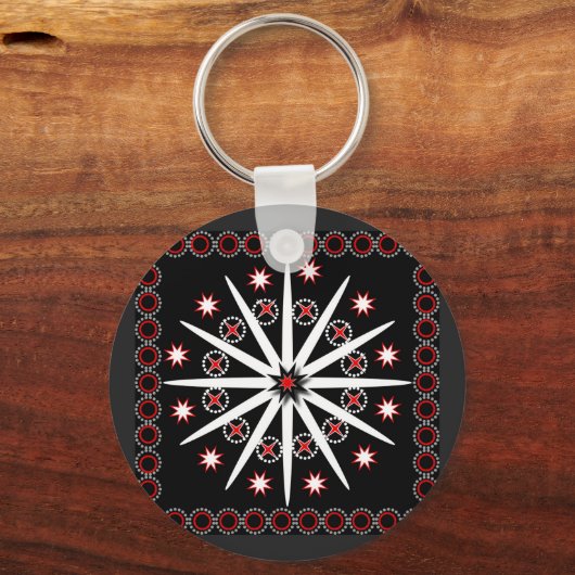 Schwarz, grau und weiß gemustert schlüsselanhänger (Vorderseite)