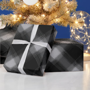 Schwarz Grau Urban Rauch Karomuster Geschenkpapier