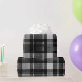 Schwarz Grau Urbaner Rauch Karomuster Geschenkpapier