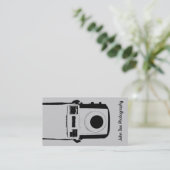 Schwarz-Grau-Vintag-Kamera-Visitenkarte Visitenkarte (Stehend Vorderseite)