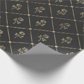 Schwarz-Grau-Vintage Blüte Geschenkpapier (Ecke)