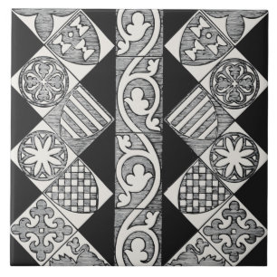 Schwarz Grau Vintage Geometrisch Traditionell Goth Fliese