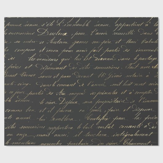 Schwarz-Grau-Vintage Pariser Kalligraphie Geschenkpapier (Flach)