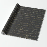 Schwarz-Grau-Vintage Pariser Kalligraphie Geschenkpapier<br><div class="desc">Graues und schwarzes Paris Vintages typografisches Packpapier.</div>