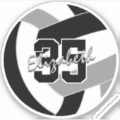Schwarz-Grau-Volleyball-Mannschaftsfarben Aufkleber (Vorderseite)