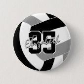 Schwarz-Grau-Volleyball-Mannschaftsfarben Button (Vorderseite)