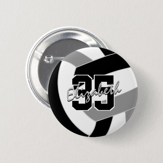 Schwarz-Grau-Volleyball-Mannschaftsfarben Button (Vorne & Hinten)