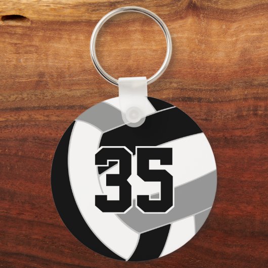 Schwarz-Grau-Volleyball-Mannschaftsfarben Schlüsselanhänger (Vorderseite)