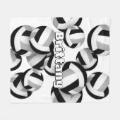 Schwarz-Grau-Volleyballs Mädcheneinrichtung Fleecedecke (Vorderseite (Horizontal))