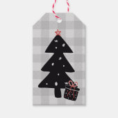 Schwarz-Grau-Weihnachtsbaum-Geschenk-Tag Geschenkanhänger (Vorderseite)