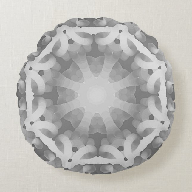Schwarz-Grau-Weiß-Abstract-Design Rundes Kissen (Vorderseite)