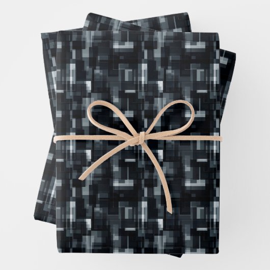 Schwarz/Grau/Weiß Abstrakt Geschenkpapier Set (Beispiel)