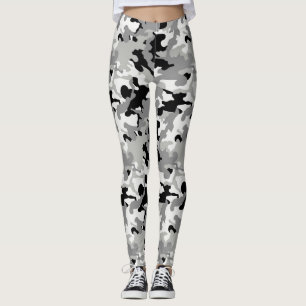 Schwarz-Grau-Weiß-Camouflage - Legierung Leggings