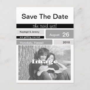 Schwarz-Grau-Weiß-Foto Save the Date Postkarte