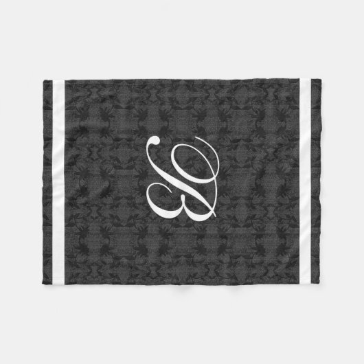 Schwarz-Grau-Weiß-Monogramm Fleecedecke (Vorderseite (Horizontal))
