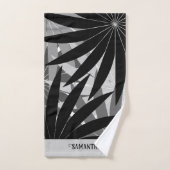 Schwarz-Grau-Weiß-Muster für geometrische Blätter Badhandtuch Set (Handtuch)